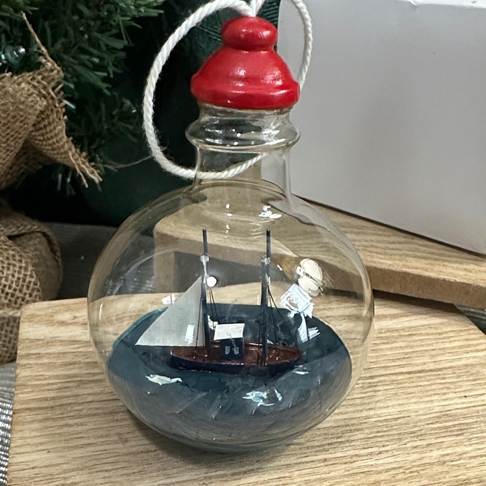 Crate & Barrel Ship-In-A-Bottle
Glass Christmas Ornament‎ Nautical